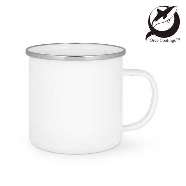 Tasse personnalisée acier émaillé - rebord argenté